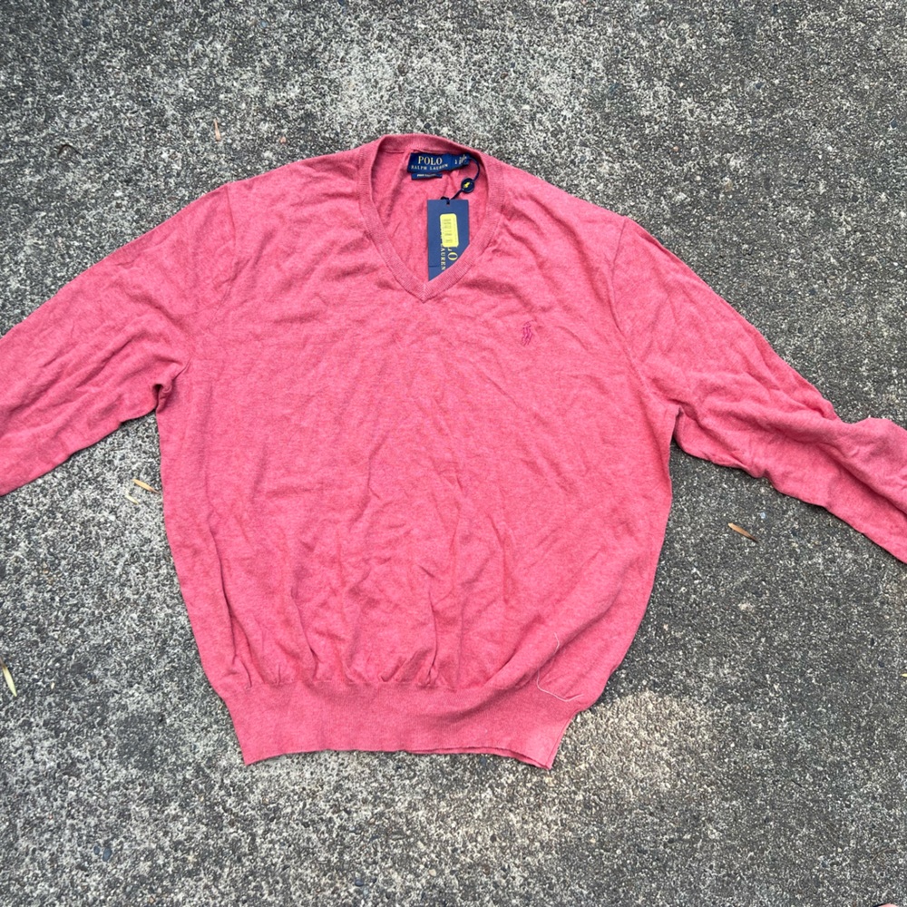 Light red cotton v-neck pull over by Ralph Lauren